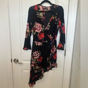 Floral Black Wrap Dress size 8/UK12